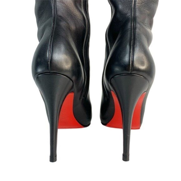 Christian Louboutin Ginevra Luxe Calf Buttery Black Leather Knee-High Boots 38 - Picture 11 of 15